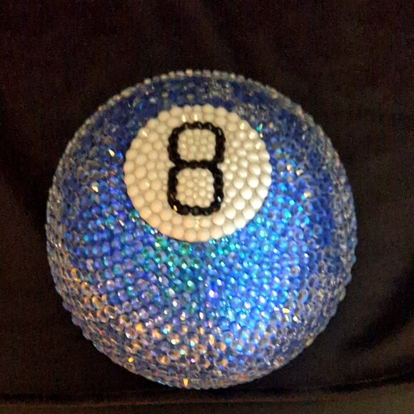 Bedazzled Iridescent Blue 8 Ball, Bling, Home Decor, Cool, Unique Gift - Picture 3 of 5
